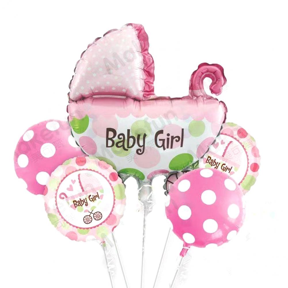 Foil Balloon Set Baby Chair Pink (5PCS)