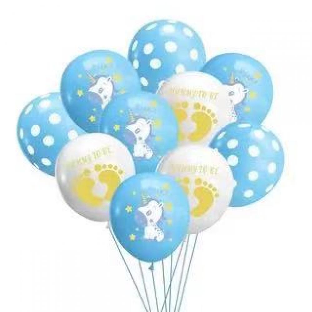 12 Inch Unicorn Printed Balloon Set Blue(10PCS)