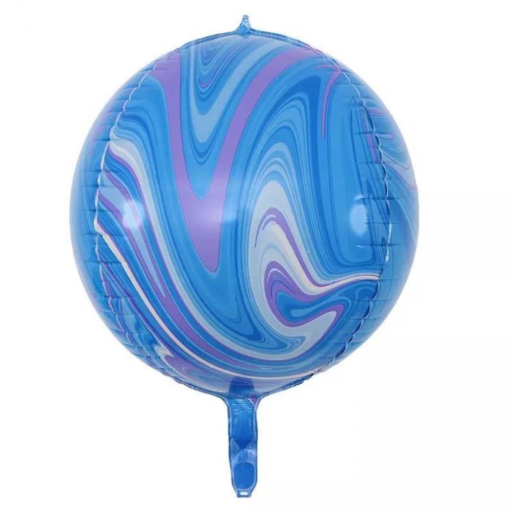 22 Inch 4D Marble Round Shape Foil Balloon Blue (1PCS)