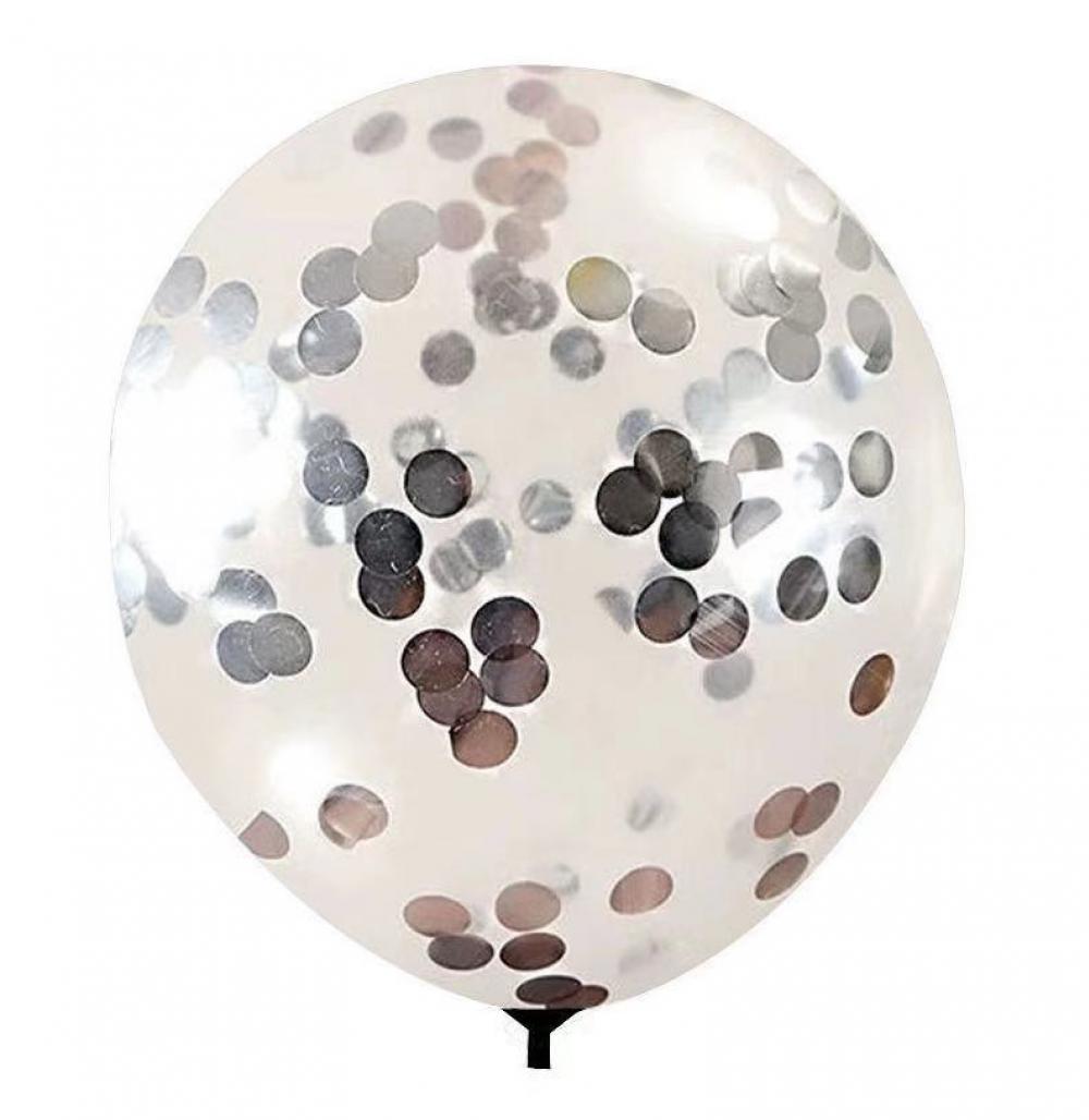 36 Inch Standard Confetti Balloon Sliver