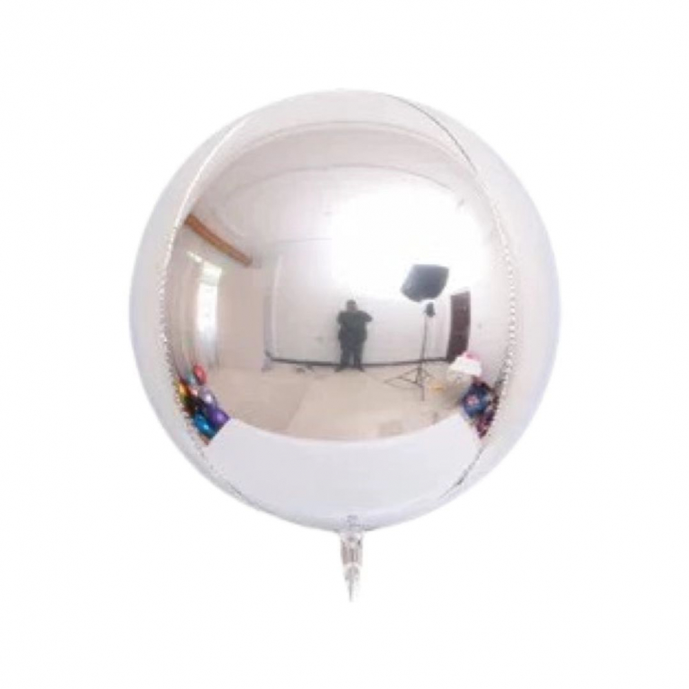 32 Inch 4D Round Sphere Shape Foil Balloon Sliver (1PCS)