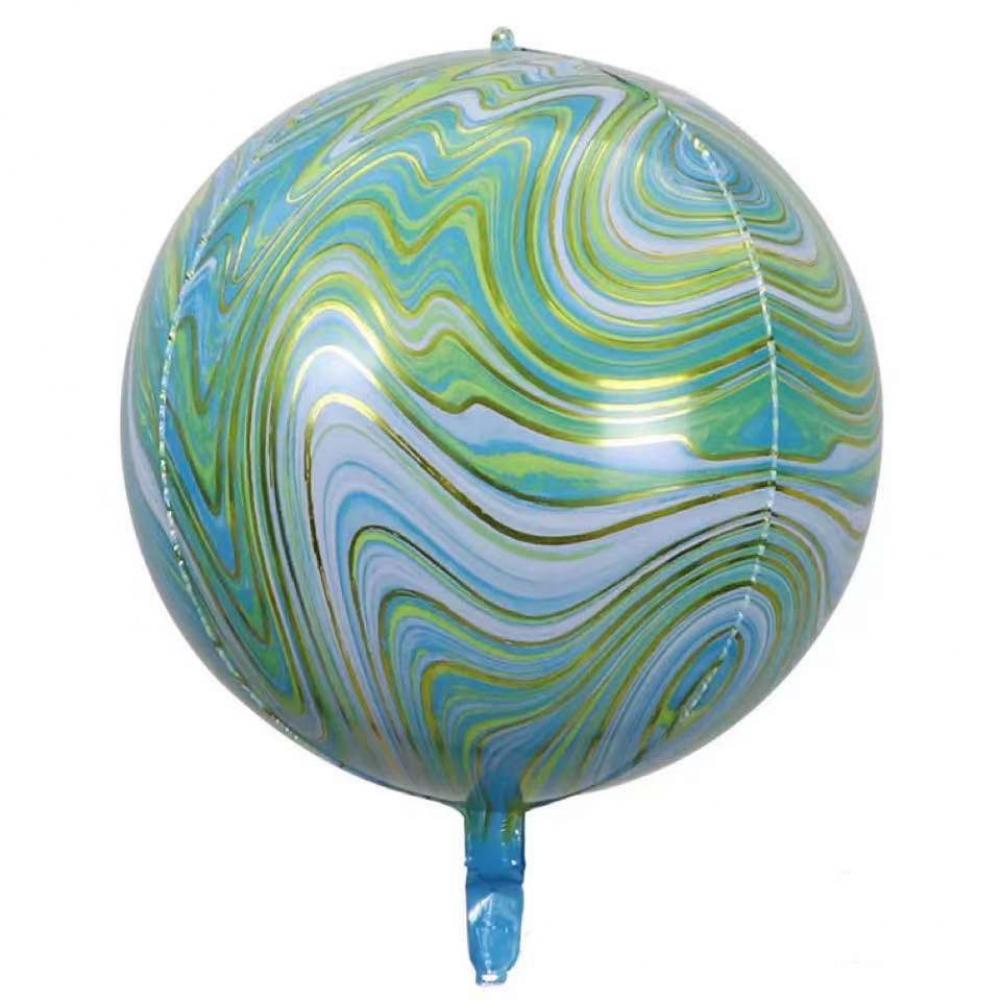 22 Inch 4D Marble Round Shape Foil Balloon Green Gold  (1PCS)