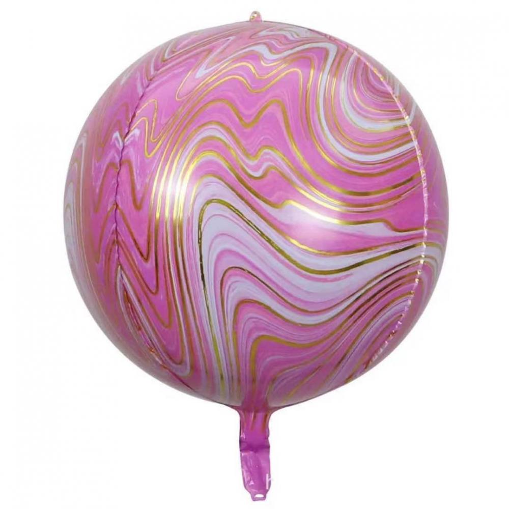 22 Inch 4D Marble Round Shape Foil Balloon Pink Gold (1PCS)