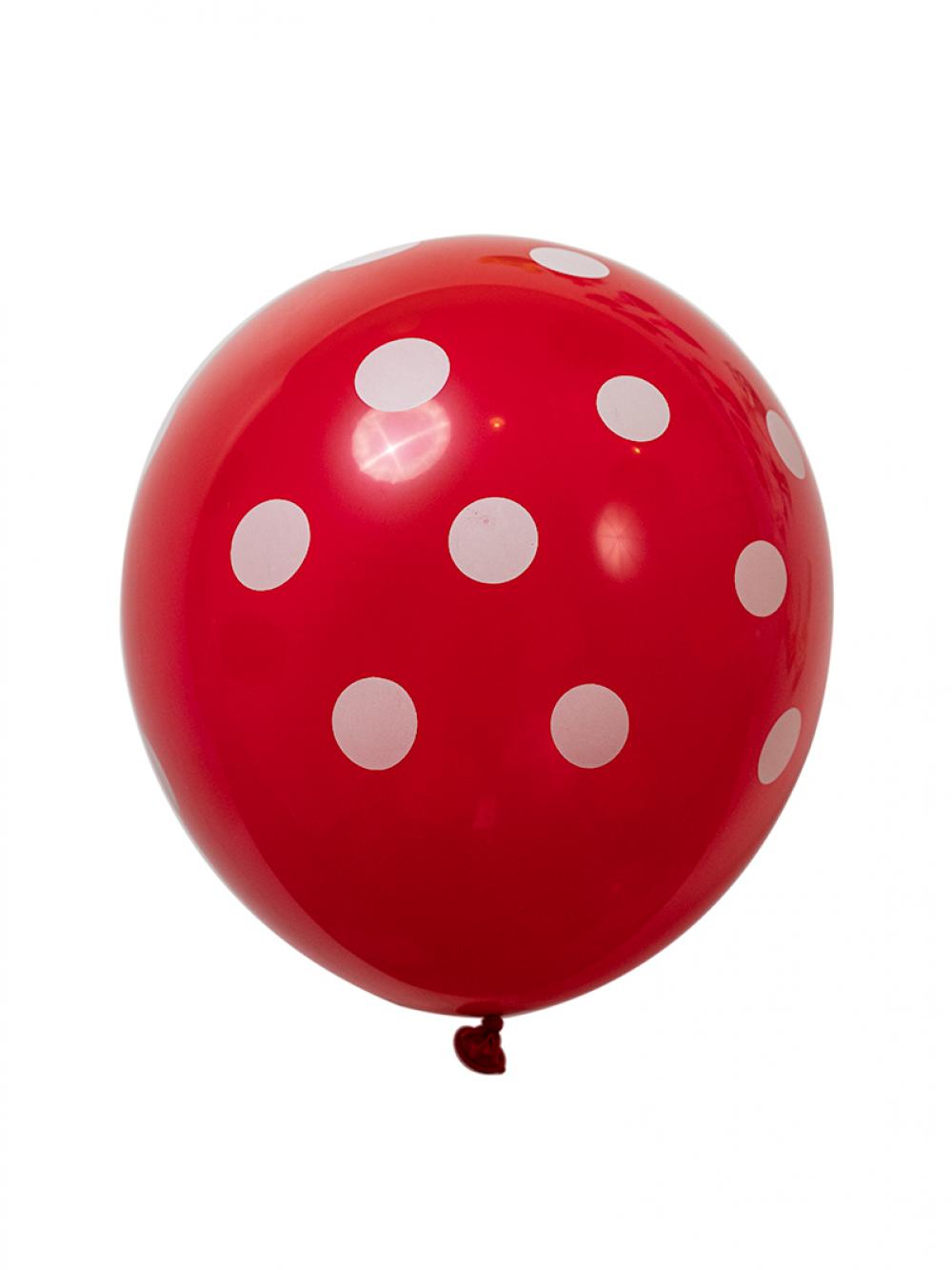 12 Inch Standard Polka Dot Balloons Red Balloon White Dot (10PCS)