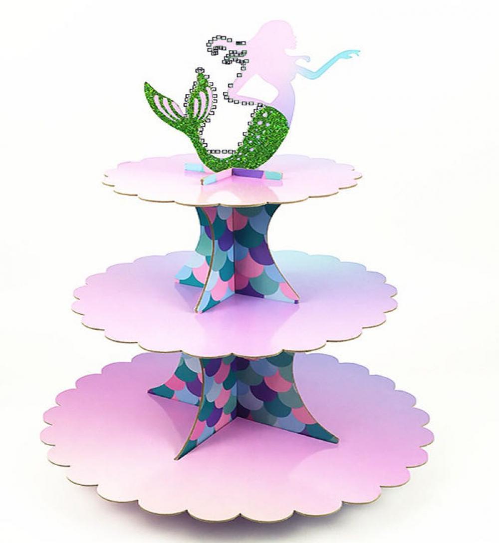 Clearance! 3-Tier Foldable Cake Stand Mermaid