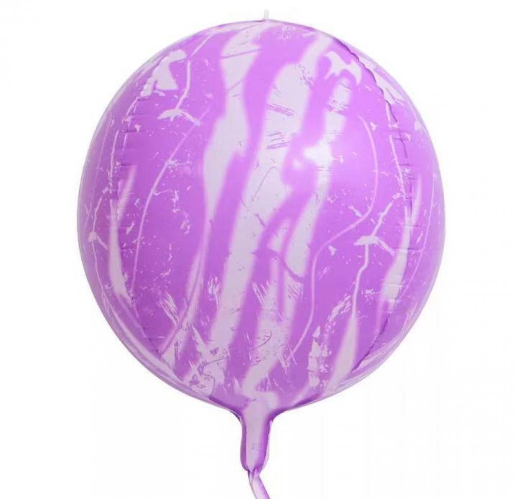 22 Inch 4D Marble Round Shape Foil Balloon Lavender (1PCS)