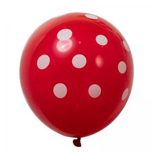 12 Inch Standard Polka Dot Balloons Red Balloon White Dot (100PCS)