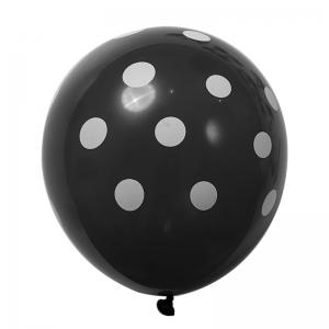 12 Inch Standard Polka Dot Balloons Black balloon White Dot (100PCS)