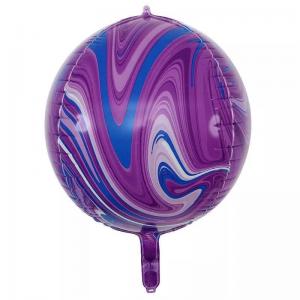 22 Inch 4D Marble Round Shape Foil Balloon Purple  (1PCS)b