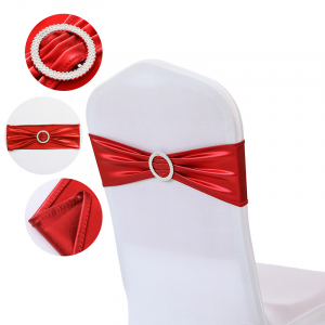 Stretch Metallic Chair Sash Band Red