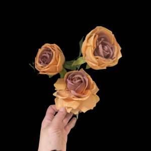 Artificial Flower Round Rose Brown