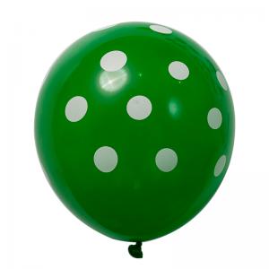 12 Inch Standard Polka Dot Balloons Green Balloon White Dot (100PCS)