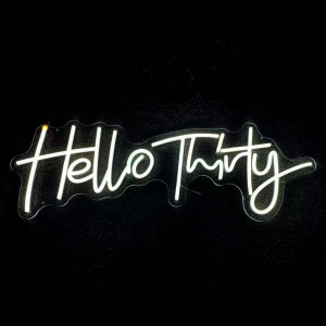 Neon Sign Hello Thirty (80cm*27cm White)