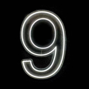 Neon Sign Number 9  (50cm Tall White)