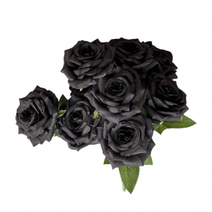 Artificial Flower Rose Bunch Black (7PCS)