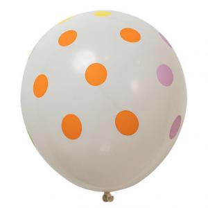 12 Inch Standard Polka Dot Balloons White Balloon Mixed Dot (10PCS)