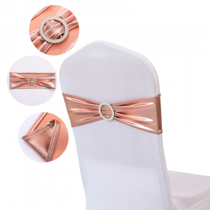 Stretch Metallic Chair Sash Band Rose Gold