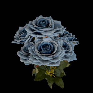 Artificial Flower Rose Bunch Blue (7 Roses)