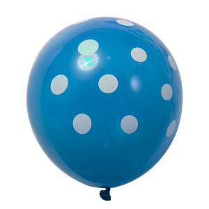 12 Inch Standard Polka Dot Balloons Sky Blue Balloon White Dot (100PCS)