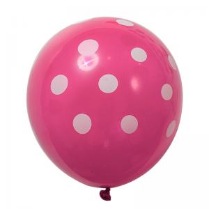 12 Inch Standard Polka Dot Balloons Hot Pink Balloon White Dot (100PCS)