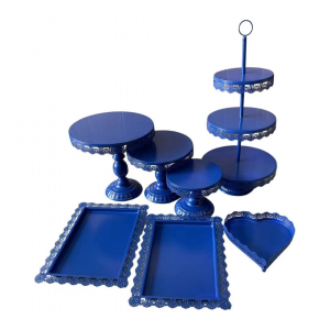 Clearance! Metal Sheet Cake Stand Sets Blue (7PCS)