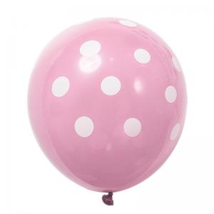 12 Inch Standard Polka Dot Balloons Pale Pink Balloon White Dot (100PCS)