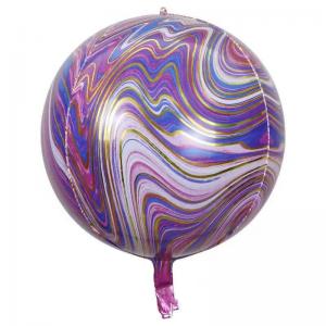 22 Inch 4D Marble Round Shape Foil Balloon Purple Gold  (1PCS)