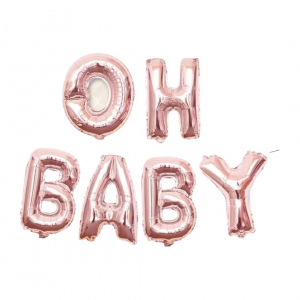 Clearance! Foil Letter Balloon Oh Baby Rose Gold