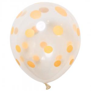 12 Inch Standard Polka Dot Balloons Clear Balloon Yellow Dot (100PCS)