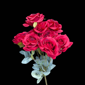 Artificial Flower Small Rose Bunch Red (9 Roses)