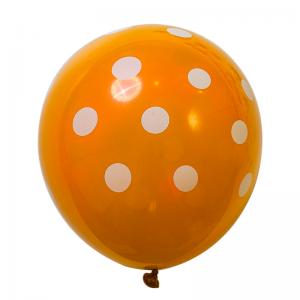 12 Inch Standard Polka Dot Balloons Orange Balloon White Dot (100PCS)