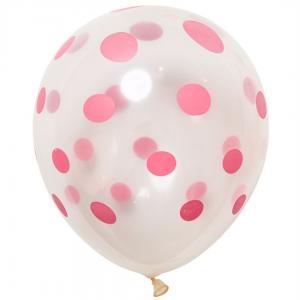 12 Inch Standard Polka Dot Balloons ClearBalloon Pink Dot (100PCS)