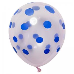 12 Inch Standard Polka Dot Balloons Clear Balloon Blue Dot (100PCS)