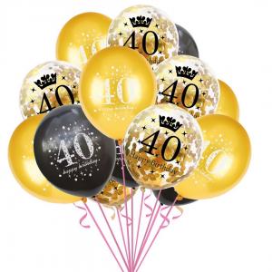 12 Inch Printed Balloon 40th Birthday Set (15PCS)