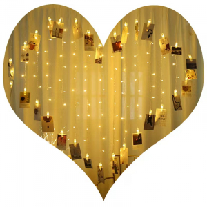 LED Heart Shape Fairy String Curtian Light (Required conversional plug)