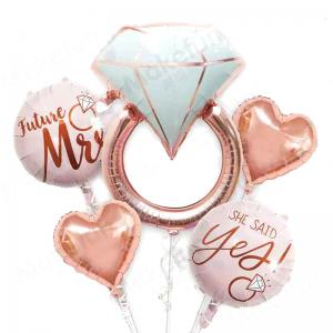 Foil Balloon Set Diamond Ring  (5PCS)