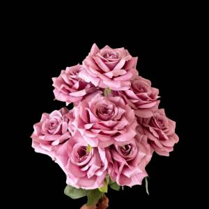 Artificial Flower Rose Bunch Old Rose  (9 Roses)