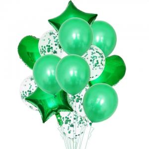 Foil Balloon Star Heart  Green (14pcs)