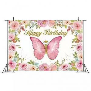 Clearance! Photography Backdrop Photo Background Butterfly Pink 2m*1.5m  (11407575)