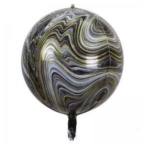 22 Inch 4D Marble Round Shape Foil Balloon Black Gold (1PCS)