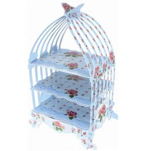 Clearance! Cardborad Cake Stand Blue with Rose