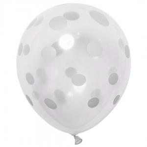 12 Inch Standard Polka Dot Balloons Clear Balloon White Dot (100PCS)