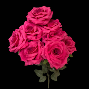 Artificial Flower Rose Bunch Hot Pink (9 Roses)