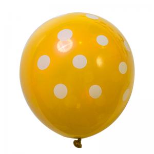 12 Inch Standard Polka Dot Balloons Yellow balloon White Dot  (100PCS)