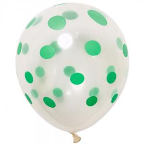 12 Inch Standard Polka Dot Balloons Clear Balloon Green Dot (100PCS)