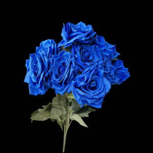 Artificial Flower Small Rose Bunch Royal Blue (9 Roses)