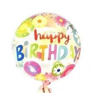 18 Inch Transparent Happy Birthday  Bubble Balloon