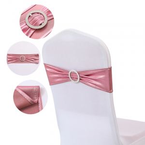 Stretch Metallic Chair Sash Band Pink