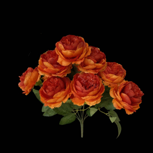 Artificial Flower Peony Bunch Orange (9 PCS)