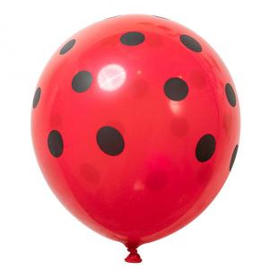 12 Inch Standard Polka Dot Balloons Red Balloon Black Dot (10PCS)